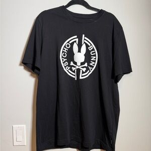 🐰 Psycho Bunny Men's T-Shirt Size 7 (XXL) Black Big Logo Pima Cotton Graphic Tee